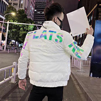 Winter Bright Cotton-padded Jacket Men's Korean Version of The Trend of All-match Stand-up Collar Jacket Thick and Handsome Short Padded Jacket