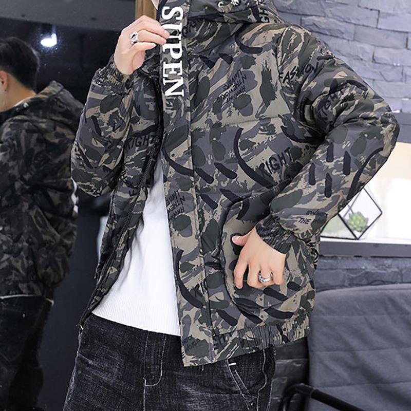 Fashion Men's Parker Jacket Winter Thicken Warm Camouflage Trend Brand Hooded Cotton Jack Loose Men's Cotton Jack