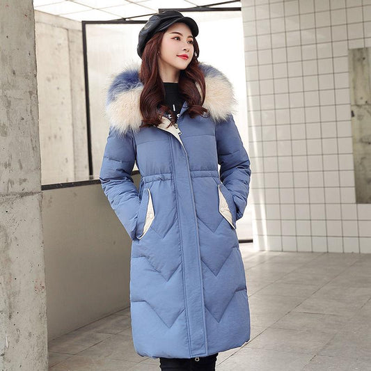 Down Cotton Clothing Women's Jacket Winter Waist Thickening Cotton Long Paragraph Knee Cotton Jacket