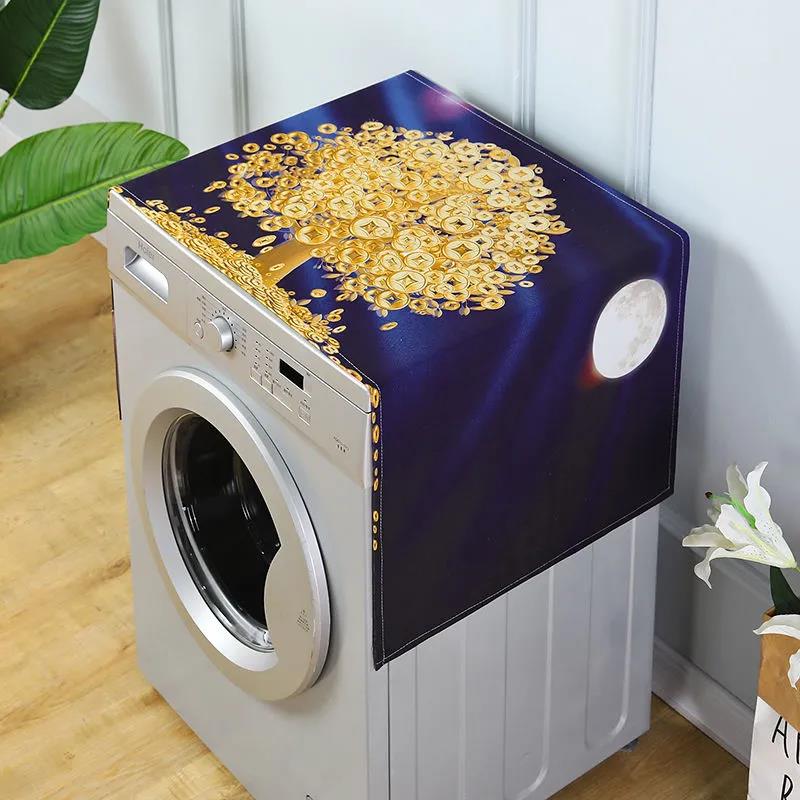 Washing Machine with Side Pocket Dust Cover Refrigerator Universal Cover Microwave Cover Dust Cover Flannelette Breathable Cover Towel Sundry Storage