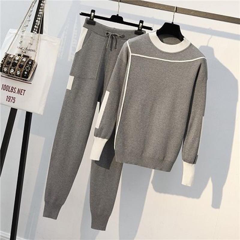 Large Size Spring And Autumn Women's 2pcs Set Wild Long-Sleeved Casual Sweatshirt Set