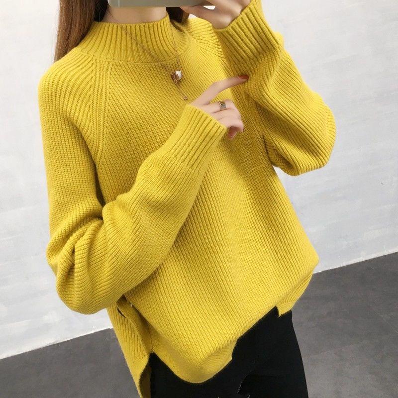 Autumn and Winter Lazy Wind Loose Bottoming Shirt Wearing Turtleneck Sweater Women's Pullover Thick Sweater