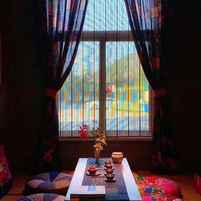 Bohemian Retro Curtains Southeast Asian Ethnic Style Living Room Study Cotton and Linen Semi-shading Tibetan Bed and Breakfast Curtains (1 Piece)