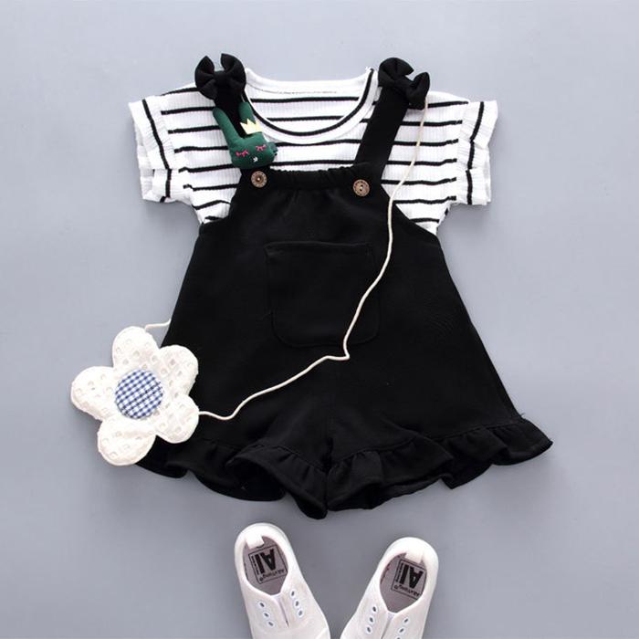 Girls' Summer Wear Korean Girls' Two Piece Set of Children's Clothing Short Sleeve Suit 0-1-2-3 Years Old Children's Clothing