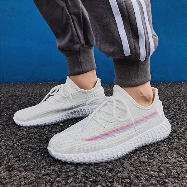 Plus Size 39-44 Men Breathable Flying Woven Mesh Sneakers Comfortable Basketball Shoes Non-slip Running Shoes Outdoor Travel Shoeses