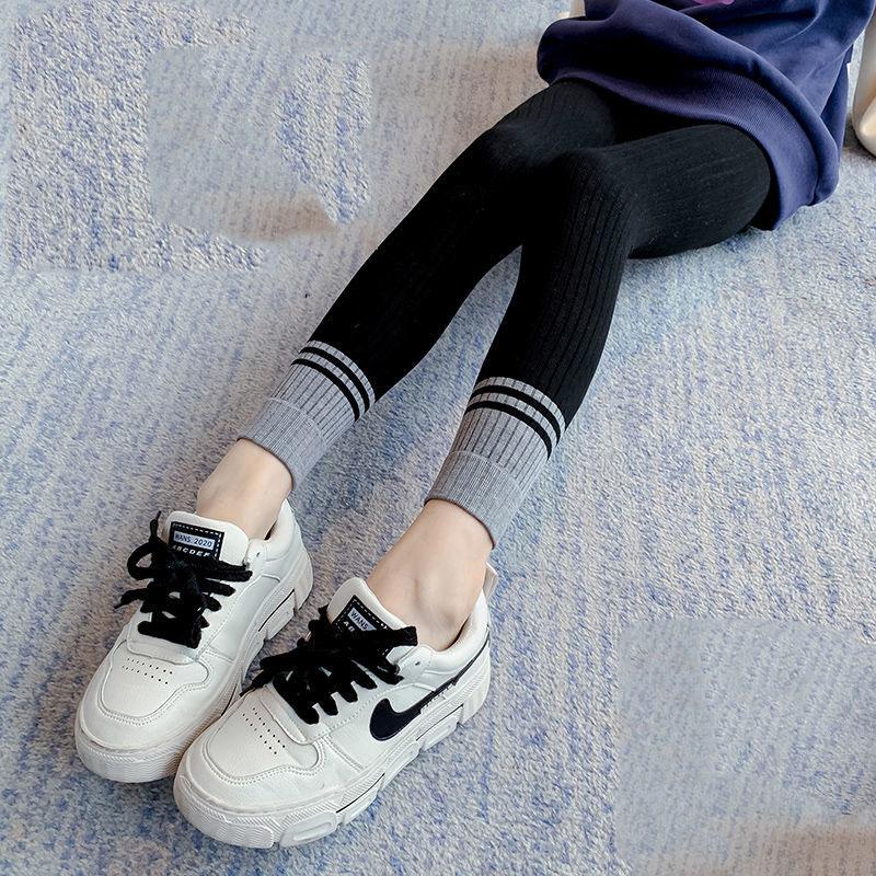 Children's Pants Girls' Leggings Spring and Autumn Thin Striped Korean Solid Color Capris Elastic Pants for Baby Outer Wear and Inner Wear