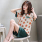 Short-sleeved Pajamas Women Summer Casual Cotton Cute Ladies Large Size Home Service Two-piece Suit