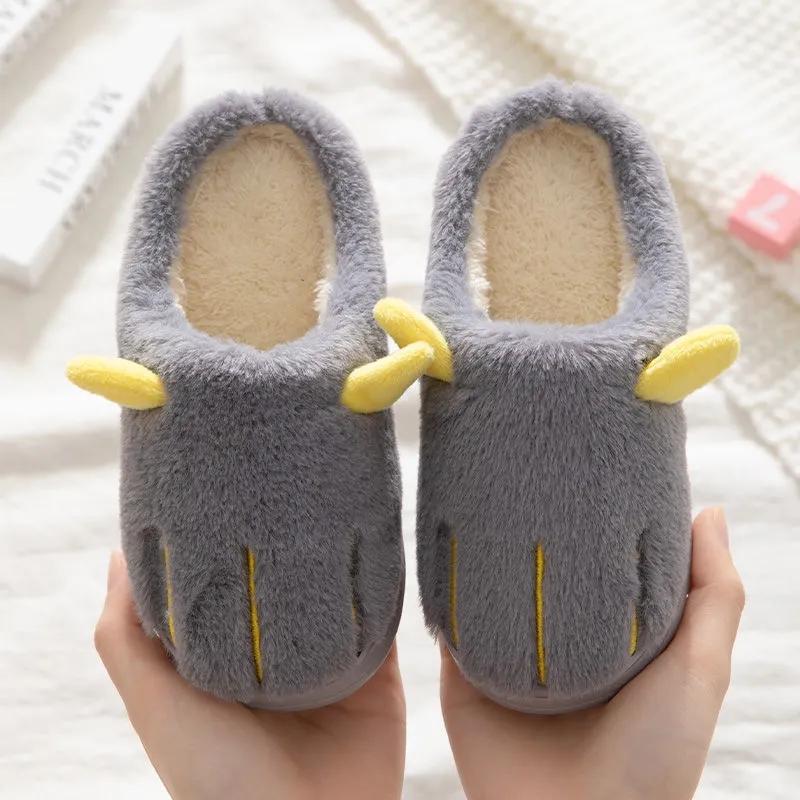 Cotton Slippers Boys and Girls Kids Cotton Slippers Non-slip Flat Shoes Big Children's Slippers Winter