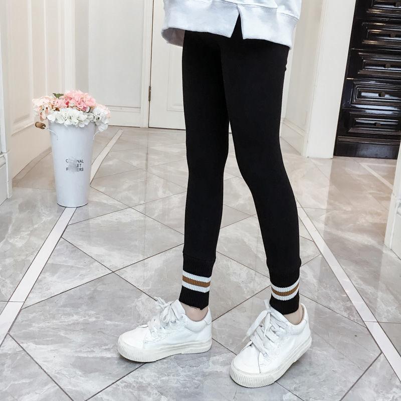 Girls' Leggings Summer Thin Leggings High Waist Solid Color Striped Cropped Trousers Yoga Ballet Pants Outer Wear and Inner Wear