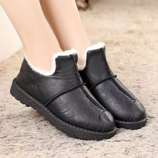 Winter Waterproof Leather Women's Cotton Shoes Women's Shoes Plus Velvet Warm Cotton Shoes Casual Non-slip Shoes