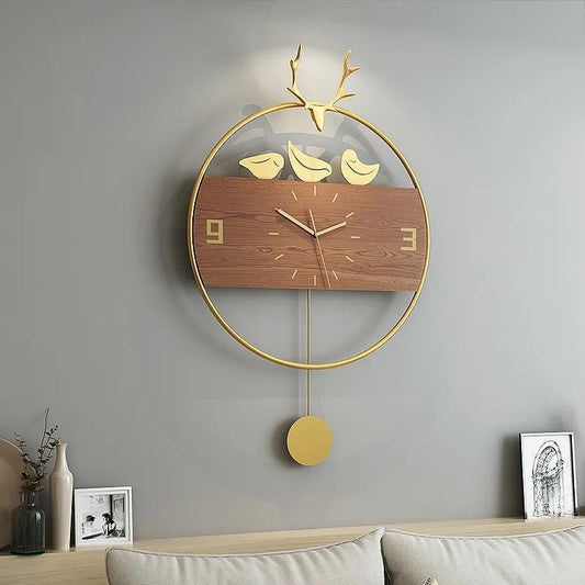 Nordic Deer Head Wall Clock Living Room Home Fashion Modern Minimalist Light Luxury Art Decoration Personality Creative Mute Clock