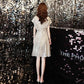 Ladies Silver High-end Host Evening Dress Beaded Sequin Evening Dress Silver Short Dress