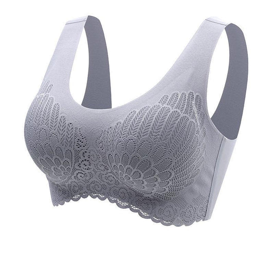 Latex Underwear Women's Seamless and No Steel Ring Gathered Sports Vest-style Anti-sagging and Breast-receiving Sleep Bra Light and Breathable