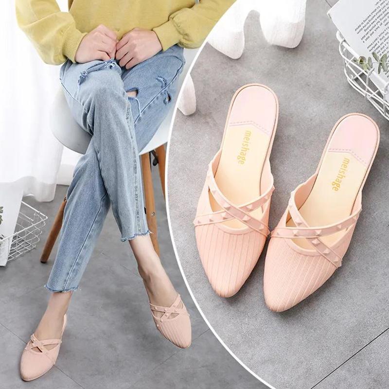 Summer Fashion Women's Semi-slippers, Wear All-match Slope with Cross Straps and Comfortable Lazy Single-shoe Sandals