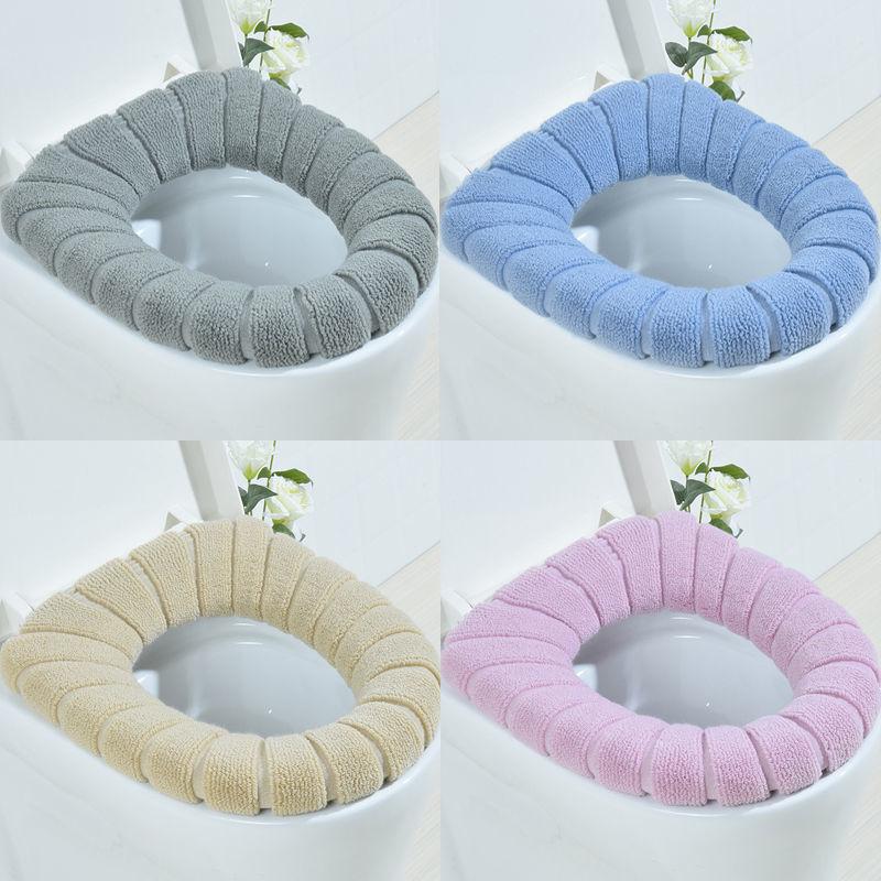 4 Pieces of Toilet Seat Thermal Toilet Ring Household Washable Thickened Toilet Washer In Autumn and Winter General Plush