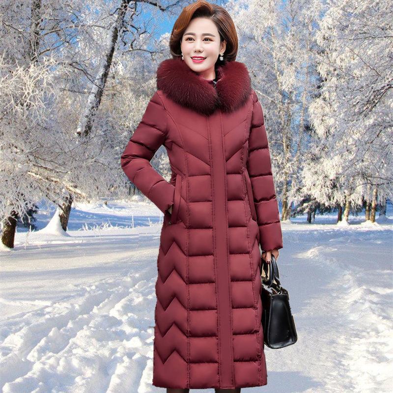 Women's Mid-length Down Jacket Winter Korean Loose Cotton Clothes Casual Hooded Padded Jacket Quilted Jacket