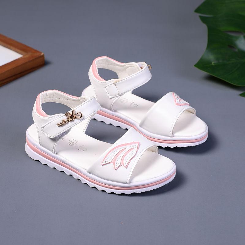 Girl's Summer White Sandals Soft Soled Outdoor Single Cool Shoes Girls' Non Slip Light Princess Shoes