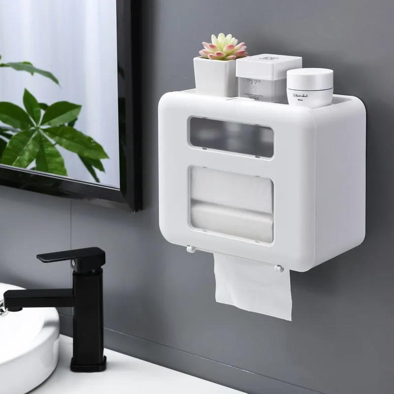 Bathroom Paper Towel Box Toilet Paper Home Waterproof Wall Hanging Creative Storage Rack