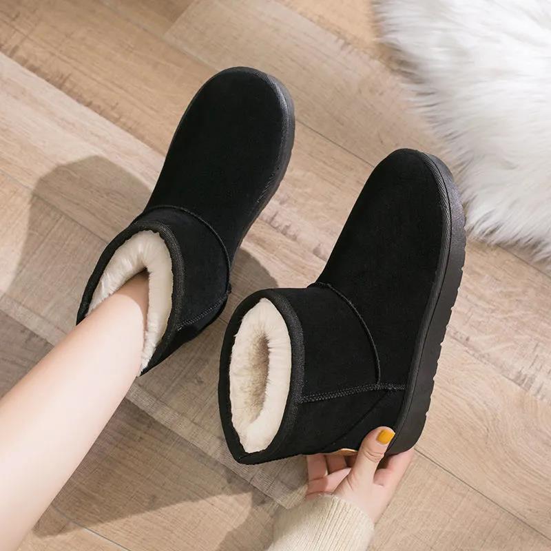 Snow Boots Women Plus Velvet Autumn and Winter Snow Cotton Shoes Non-slip Flat Short Tube Warm Women's Shoes