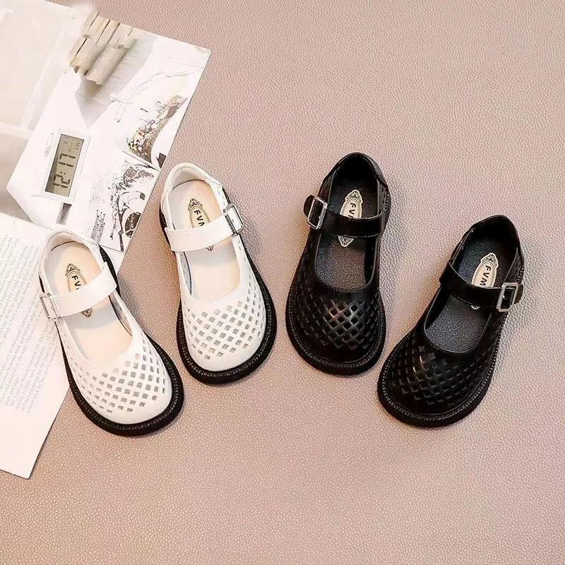 Girls Soft Bottom Hollow Sandals Leisure Leather Shoes Spring and Autumn Princess Shoes Performance Shoes Dance Shoes