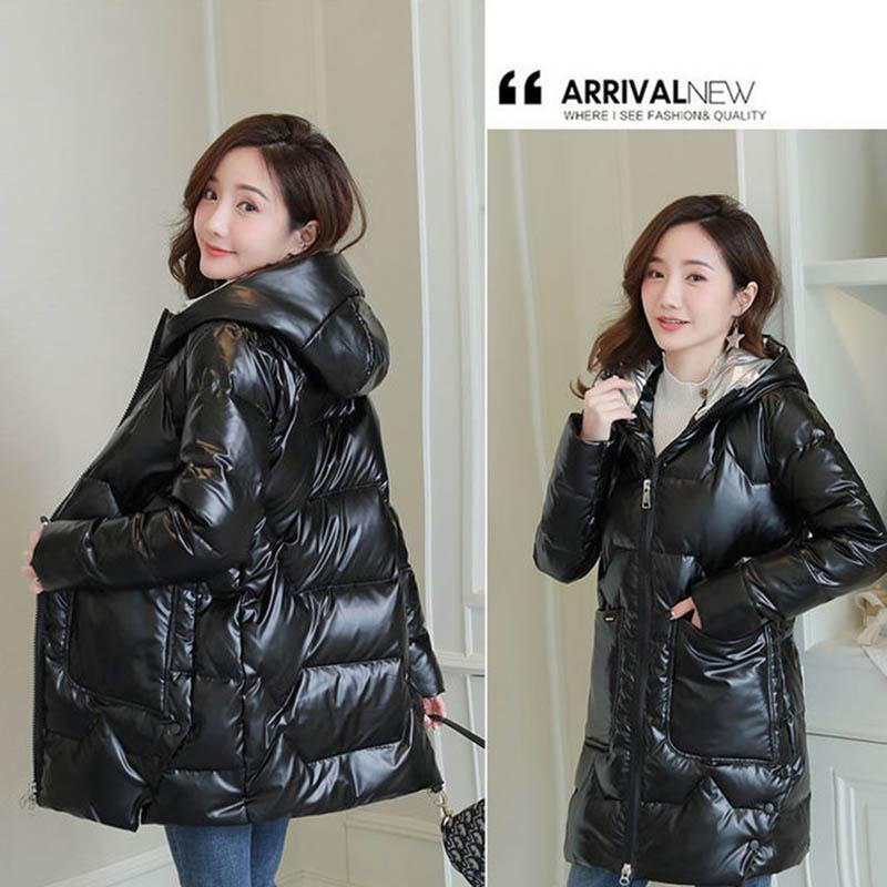 Disposable Glossy Down Padded Jacket Women's Mid-length Korean Slim Padded Jacket Jacket