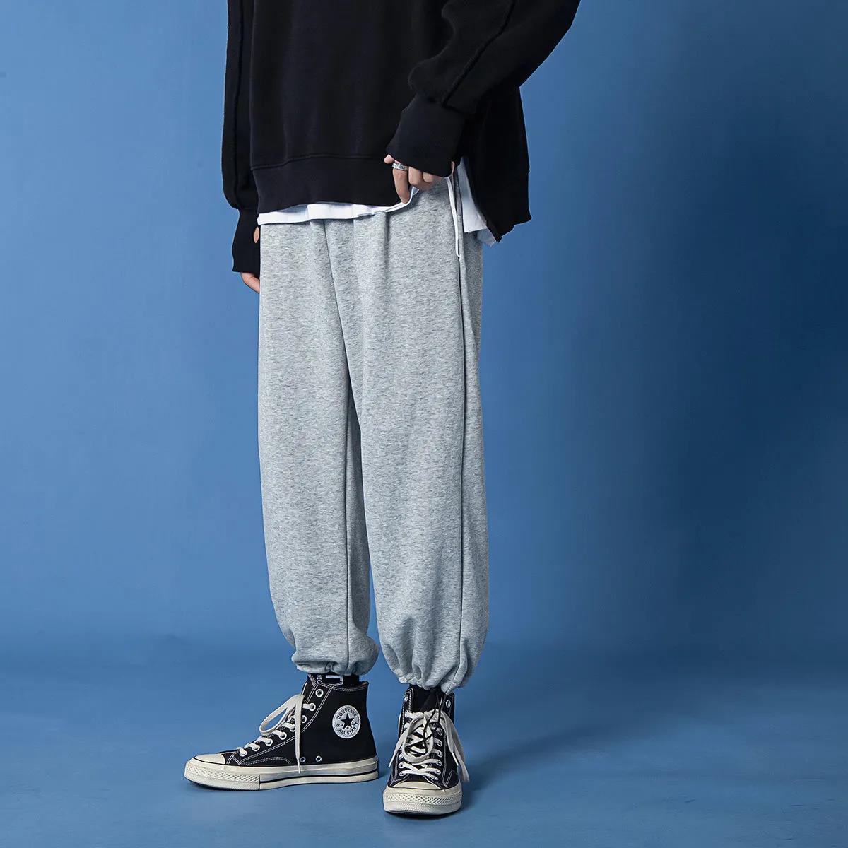 Men's Spring and Summer Pants, Thin Wide-leg Pants, Loose Straight-leg Casual Pants, Tie-fit Sports Pants, Male Student's Trousers