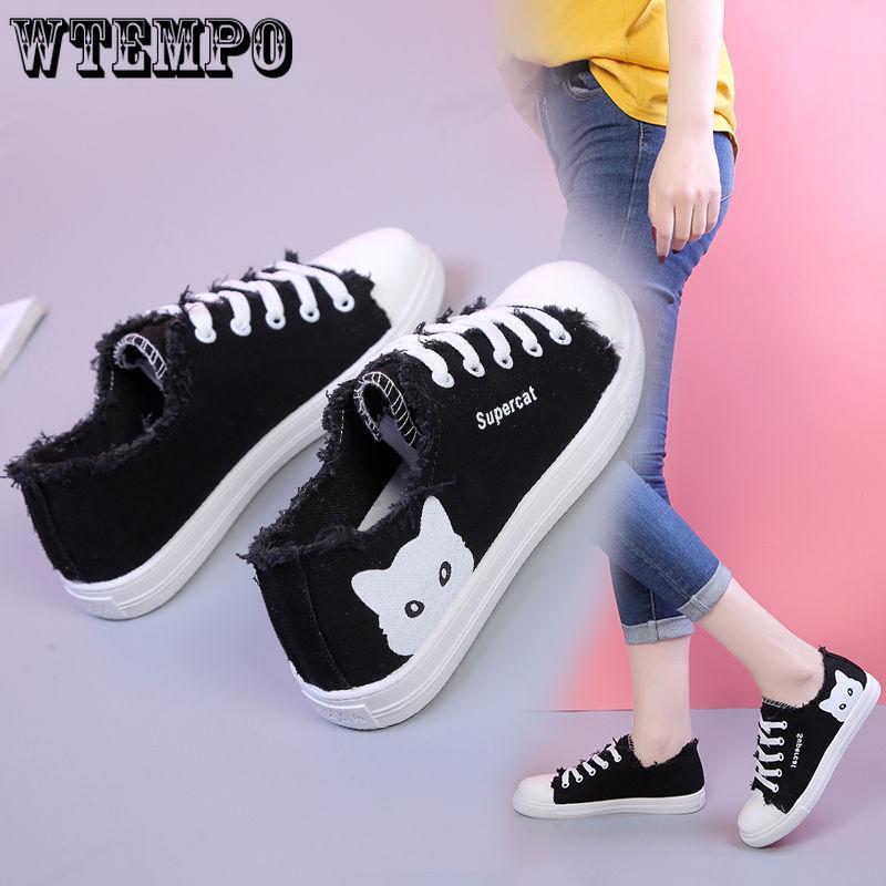 Canvas Shoes Casual Students Wild Thick Small White Kitty Shoes