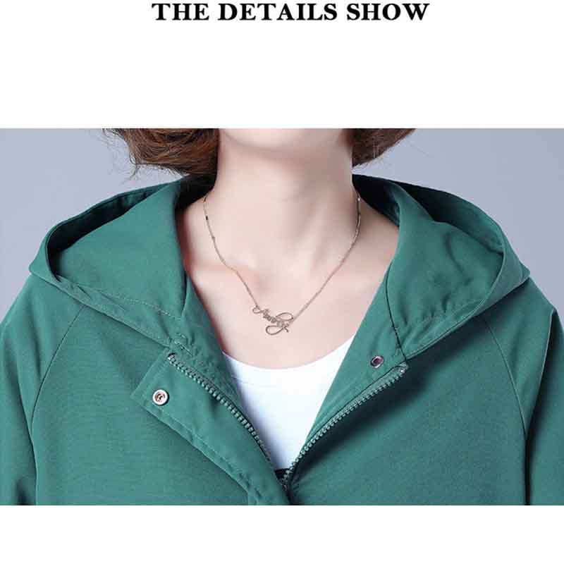 Inner Lining Windbreaker Women Mid-length Autumn and Winter Loose Coat Large Size Hooded Jacket