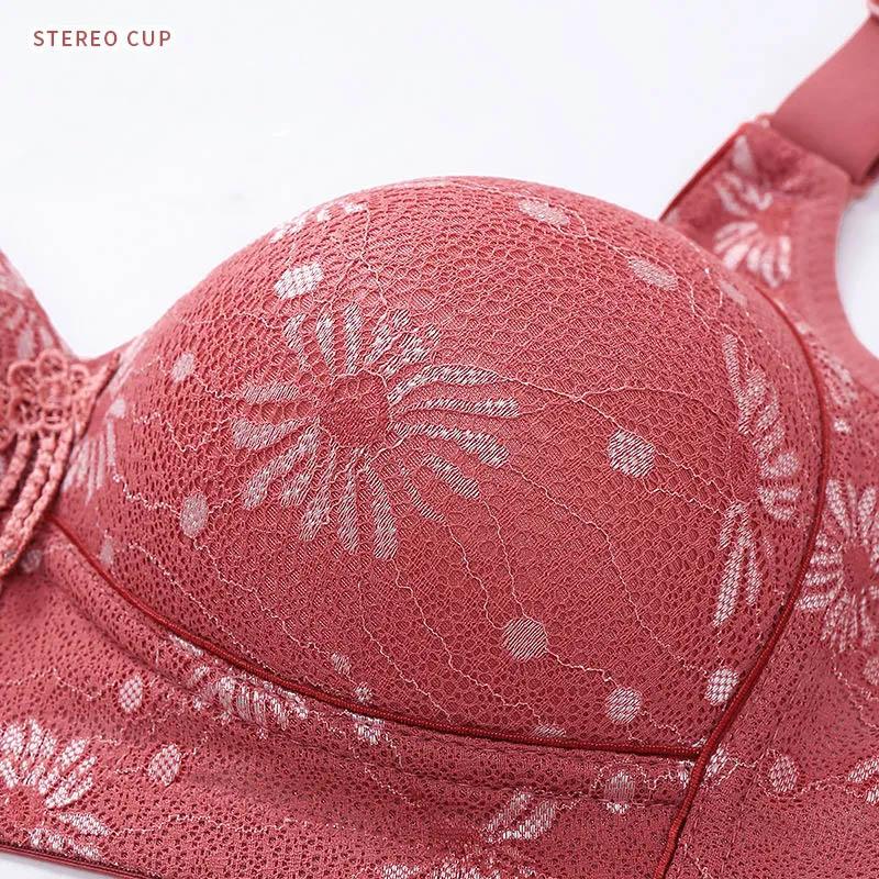 Large Size Thin Section Breathable Anti-sagging Closed Breasts Gather No Steel Ring Underwear Ladies Large Size Adjustable Bra