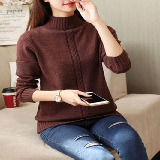 Women Thin Warm Half Turtleneck Pullover Sweater Black Slim Knitted Bottoming Shirt Coat