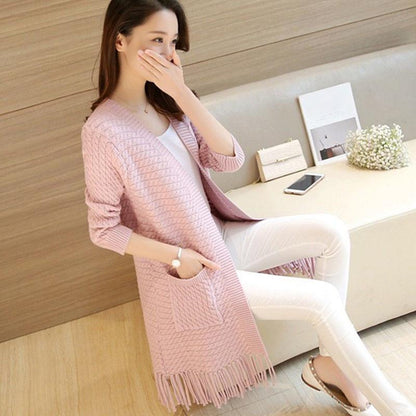 Autumn and Winter Casual Coat Mid-length Long-sleeved Cardigan Loose Knit Sweater