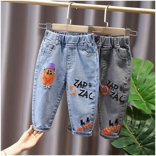 Children's Pants Summer Thin Jeans Korean Printing Letter Loose Boy Girl Jeans Leggings Casual Pants