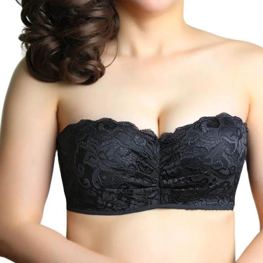 Ladies Large Size Strapless Bra Gathering Non-slip Big Breast Thin Wrap Breast Invisible Tube Top Wedding Dress