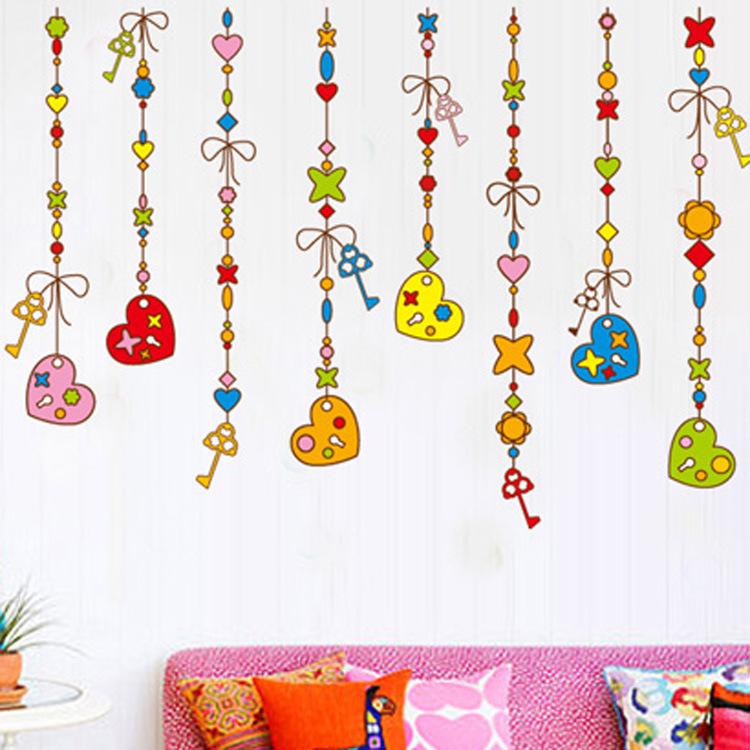 Creative living room sofa wall stickers kindergarten removable wallpaper love curtain