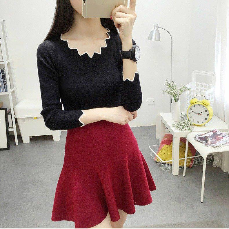 Knitting Sweater Women's Spring and Autumn Bottoming Shirt Wild Long Sleeve High Collar Sweater