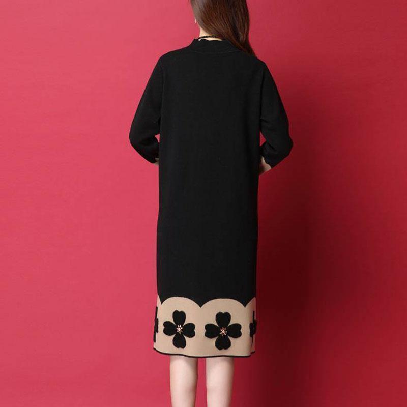 Autumn and Winter Long-sleeved Knitted Dress Large Size Loose and Thin Base Skirt Simple Over-the-knee Women's Sweater Dress