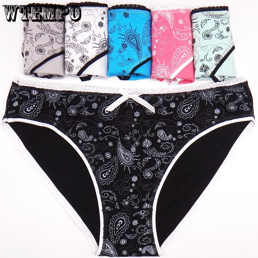 Top 6 Pcs/Lot Briefs Womens Cotton Briefs Breathable Print Lingerie Panties