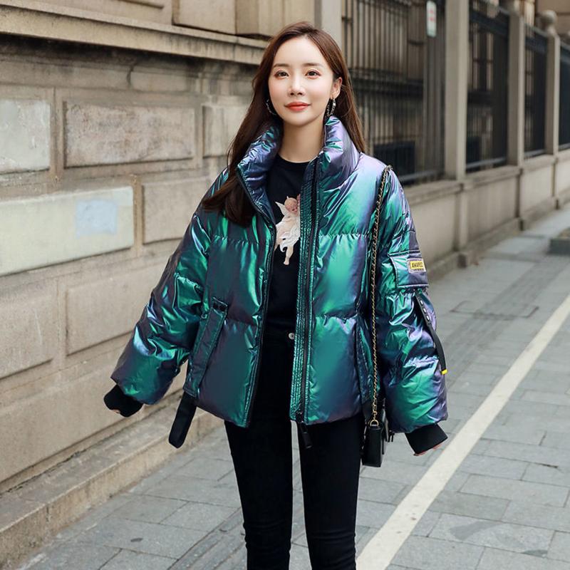 2020 New Ladies Down Jacket Shiny Short Parker Clothing Female Student Fashion Loose Winter Jacket