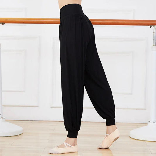 Women Dance Black Pants Female Loose Knickerbockers Summer Exercise Sports High Waist Haren Pants