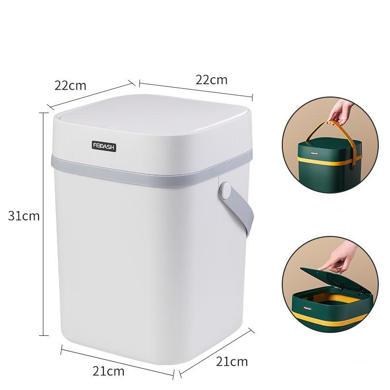 Trash Can with Lid Household Toilet Bathroom Kitchen Living Room Large-capacity Push-type Trash Can