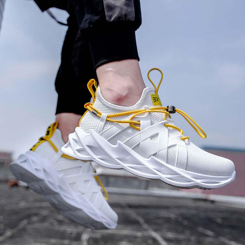 Plus Size 39-44 Men Flying Woven Mesh Sneakers Comfortable Breathable Running Basketball Shoeses Shockproof Non-slip Blade Shoes