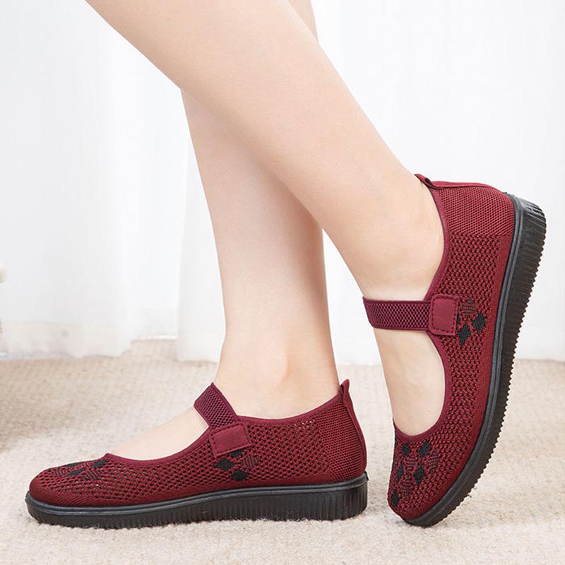 Summer Cloth Shoes Women's Net Shoes Breathable Mesh Non-slip Mother Shoes Granny Net Yarn Shoes Ladies Hollow Thin Section