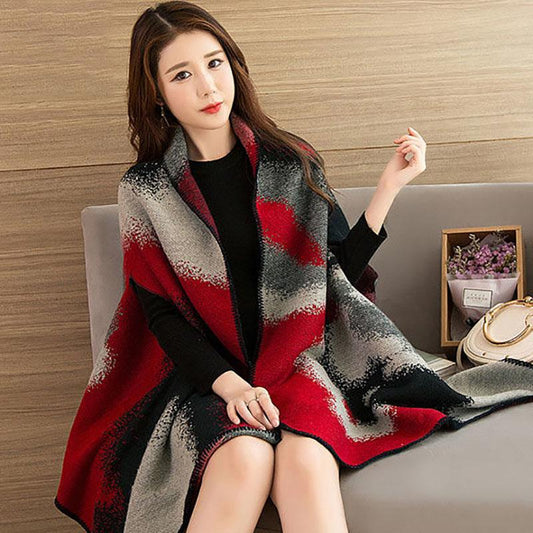 Autumn and Winter Women's Scarf Thick Cloak Shawl Korean Version of All-match Printing Scarf Cloak Women