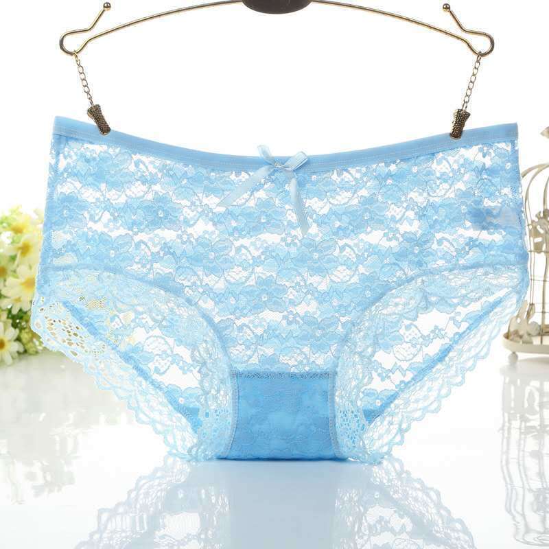 Sexy Lace Ladies Underwear Women's Transparent Plus Size Cute Bow Underwear Women's Comfort Briefs