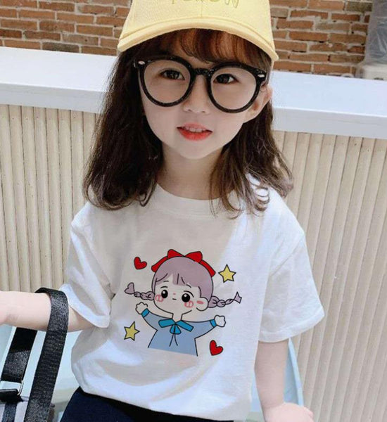 Summer Kids Cute Printing T Shirts Short Sleeve Tops Korean Style O-neck Loose T Shirts For Children Girls