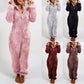 Women's Winter Cute Bear Ear Pajamas One Piece Plush Double Sided Fleece Home Wear Hooded Pajamas Loose Plus Size Pyjamas