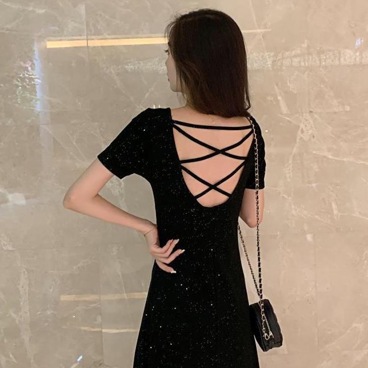 Gradient Glitter Dresses for Women 2020 Hollow Out Sequin Mini Bodycon Dress Long Sleeve Party Dress