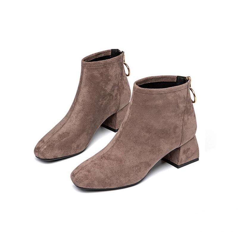 Autumn Mid-tube Women's Boots Korean Style Trendy Shoes for Students Autumn Cotton Shoes