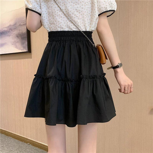 White Skirt Women's Summer Elastic Waist Fungus Fashion Temperament A-line Short Skirt