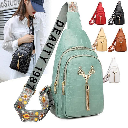 Women Tassel PU Sling Bag Outdoor Slung Riding Bag Waterproof Travel Women Shoulder Bag Home Supplies Crossbody Chest Bag for Gift